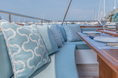 Inspiration for a mid-sized coastal dock remodel in Providence with an awning