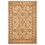 Bareens Designer Rugs - Oriental Ziegler Arielle Beige Tan Hand-Knotted Wool Rug - 9'4'' x 12'6'' - Enhance the ambiance of your home with this magnificent Persian-influenced Turkish hand-knotted rug made by skilled artisans capable of creating the most exceptional vegetable dyes and hand-spun wool. This exquisite handmade rug is a one-of-a-kind Peshawar Kafkaz, otherwise identified as Chobi, Chobi Peshawar, Oushak, or Ziegler rug. These handmade rugs are crafted in Pakistan utilizing superior-quality wool imported from Australia, New Zealand, and Korea in two types of weaves: the Persian weave and the Mori weave. This rug is meticulously crafted by hand using the finest natural vegetable dyes extracted from local plants. The artisans use a blend of hand-spun local and fine merino wool, resulting in a rug with a compelling texture, higher lanolin content, and longer staple. The artisans occasionally incorporate natural or artificial silk into the pile to enhance specific motifs. The finished product is an awe-inspiring execution of flawless design and an understated palette that exudes elegance.