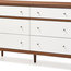 Harlow Wood 6-Drawer Storage Dresser, Walnut Brown and White