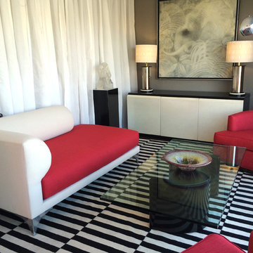 Chic Red, Black and White Living Area
