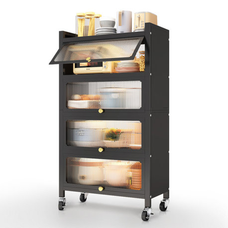 5 Tier Kitchen Organizer Shelf for Dishes, Wine, Pots, and Pans, Black