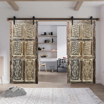 Vintage Coastal Carved Wood Doors