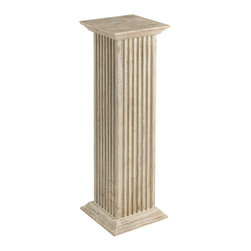 Cooper Classics Square 6228 Fluted 36" Distressed White Pedestal - Console Tables