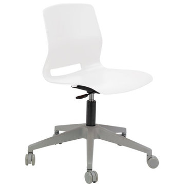 Olio Designs Lola 5 Leg Base Plastic Office Swivel Chair in White