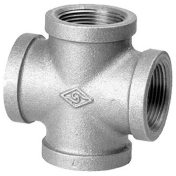 2-1/2" Galvanized Malleable Iron Cross Fitting, Threaded Connections
