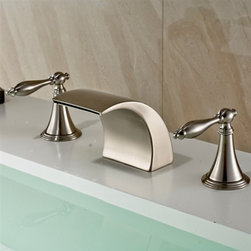 N&icirc;mes Brushed Nickel Double Handle Deck Mount Bathtub Faucet - Bathtub Faucets