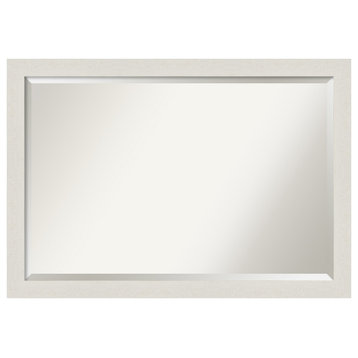 Rustic Plank White Narrow Beveled Wall Mirror - 39.5 x 27.5 in.