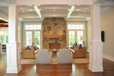 Example of a transitional family room design in Cleveland