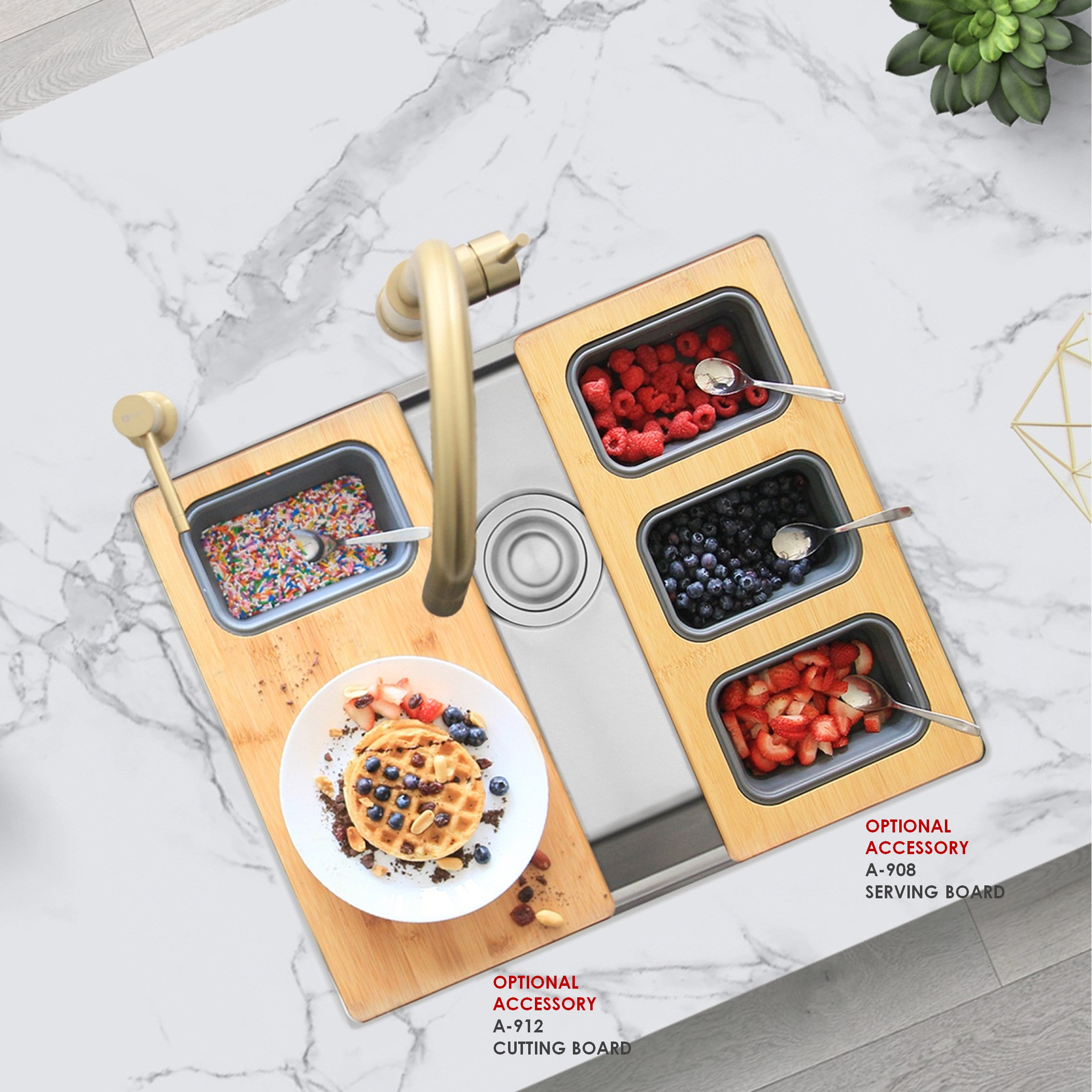 STYLISH 22'' Workstation Single Bowl Undermount 16G Stainless Steel Kitchen Sink