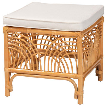 Paigey Natural Brown Rattan Collection, Footstool