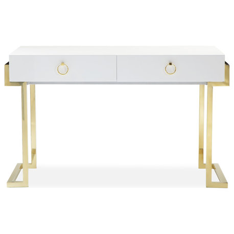 Julia Desk, Glossy White Lacquer