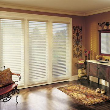 Traditional White Bedroom Custom Window Shadings by Hunter Douglas