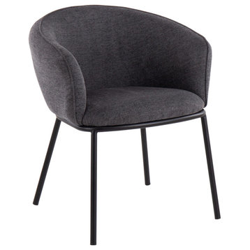 Ashland Chair, Black Steel, Charcoal Fabric