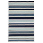 Jaipur Living - Jaipur Living Salada Handmade Stripe Blue and White Area Rug 6'x9' - This classic dhurrie-style area rug features navy, white, and blue ticking stripes, perfect for a transitional space. Constructed of durable wool, this casually elegant flatweave layer offers reversible use and an easy-to-clean quality.