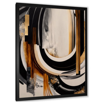 Gold Touch Art Deco IV Framed Print, 16x32, Black