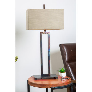 Open Art Deco Natural Hand Forged Iron Table Lamp