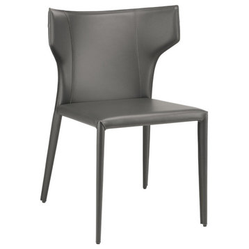 Wayne Dining Chair, Seat: Matte Dark Gray, Legs: Matte Dark Gray Leather