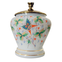 French Hand Painted Opaline Glass Table Lamp - Products
