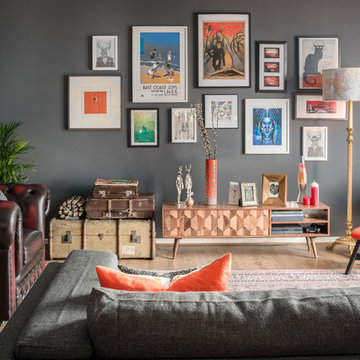 Modern and Eclectic Open Plan Living and Dining Room