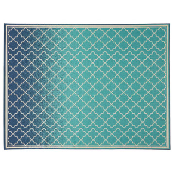 Sweety Outdoor Ombre Area Rug, Blue and Ivory, 7'10"x10'
