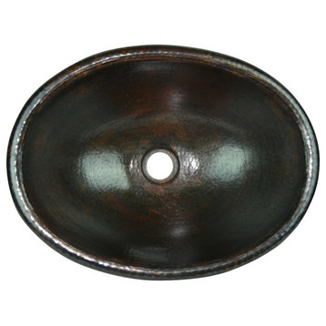 Oval 16" Top Mount Hand Made Copper Sink