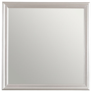 Lorana 38 in. x 38 in. New Modern Square Framed Dresser Mirror, Silver Champagne