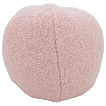 Fluffy Fun Faux Fur Ball Poly Filled Throw Pillow, Pink, 10"