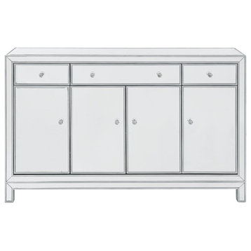 Elegant Reflexion Buffet Cabinet 3 Drawers 4 Doors, Silver Paint