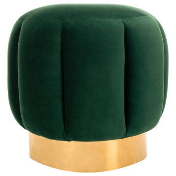 Safavieh Couture Maxine Channel Tufted Otttoman, Emerald, Gold
