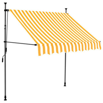 vidaXL Retractable Awning Patio Awning with Hand Crank and LED Yellow and Orange