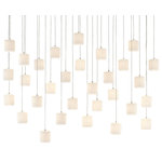 Currey & Company - Dove 30-Light Multi-Drop Pendant - The Dove 30-Light Multi-Drop Pendant has pleated shades made of pale ceramic that diffuse the light wafting through them. The indentions and ridges on the shades of the white pendant bring a textural feel to this luminary even though it is monochromatic. This fixture is among Currey & Company's introduction of cluster lights, which includes 1-light up to 36-light configurations.