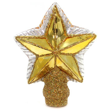 Old World Christmas Small Star Tree Top Glass Gold Finial 50007