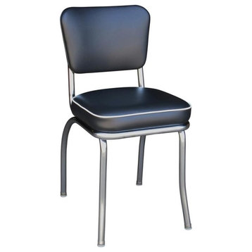 Chrome Kitchen Chair, Black, Box Seat