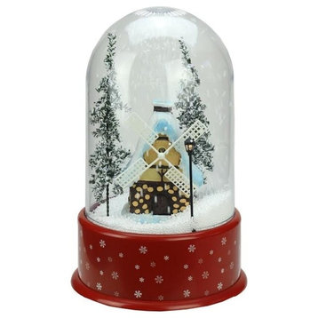 14" Lighted Musical Snowing Windmill Christmas Table Top Snow Dome