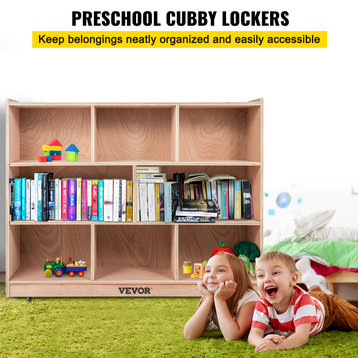 VEVOR Preschool Cubby Lockers Wooden Storage Cabinet, 36xx48 Inch