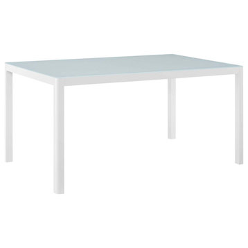 Raleigh 59" Outdoor Patio Aluminum Dining Table, White
