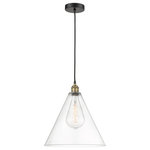 Innovations Lighting - Edison Cone 1-Light 16" Cord Hung Pendant, Black Antique Brass, Clear - Innovation at its finest and a true game changer. Edison marries the best of our Franklin and Ballston collections to give you versatility of design and uncompromising construction. Edison fixtures are industrial-inspired that can be customized with glass or metal shades from both the Franklin and Ballston collections.