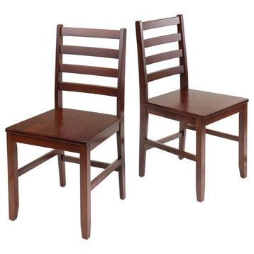 Winsome Hamilton 17.98"H Ladder Back Solid Wood Dining Chair - Walnut (Set of 2)