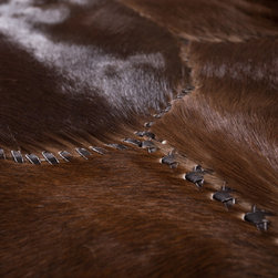 Cowhide Patchwork Area Rug Oval Brown Black Handmade Hair-on-Hide 6'2"x4'8" - Area Rugs
