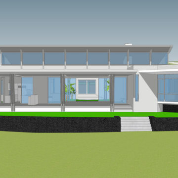 Western layered view of lanai, living courtyard to game room