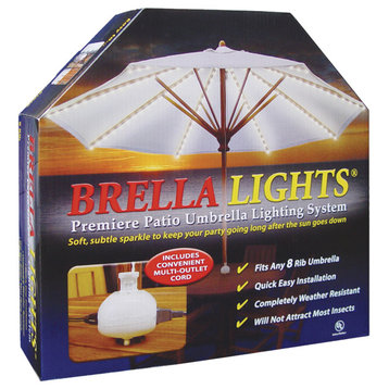 Brella Lights, Patio Umbrella Lighting System With Power Pod, 8 Rib