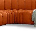 Meridian Furniture - Arc Velvet Upholstered 8-Pc. S-Shaped Modular Sectional, Cognac - Give your living room or den the perfect blend of style and versatility with this Arc velvet fabric curved modular Sectional. Part of the Arc modular furniture collection, this Sectional comes upholstered in rich cognac velvet fabric and features deep channel tufting that adds a touch of luxury while enhancing comfort and support. A seamless combination of form and function, this chair can be used with other Arc pieces to create a myriad of configurations in your well-curated room.