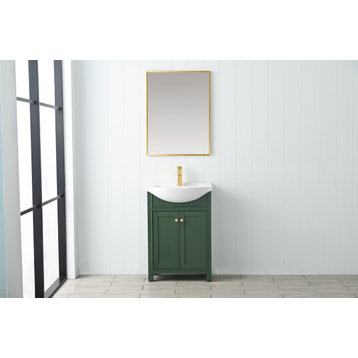 Marian 24 in. Single Sink Bath Vanity in Green with White Porcelain Top