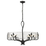 Golden Lighting - Calla 6-Light Chandelier, Natural Black With Hammered Water Glass - Tastefully convey your love of nature with the beautiful Calla Collection. Decorative elements like Hammered Water Glass and plant-like metal details take center stage in the transitional design. Choose between contemporary Natural Black or sophisticated White Gold.