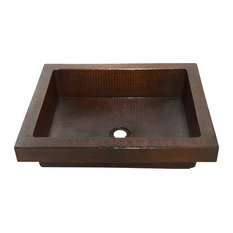 Rectangular Raised Profile Bathroom Copper Sink With Apron