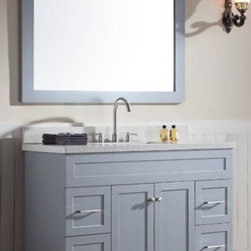 49 inch Transitional Single Sink Bathroom Vanity Grey Finish, Quartz Countertop - Bathroom Vanities And Sink Consoles