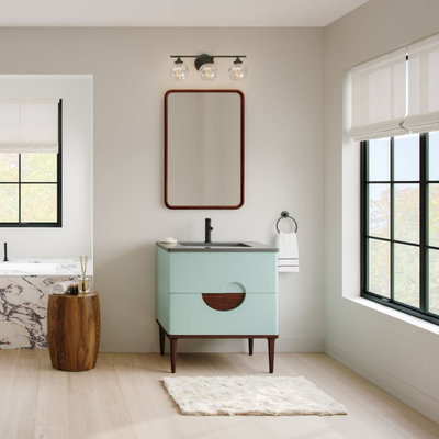 The Rhonda Bathroom Vanity, Single Sink, 30", Aloe Green, Freestanding
