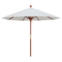 9' Square Push Lift Wood Umbrella, Sunbrella, Natural