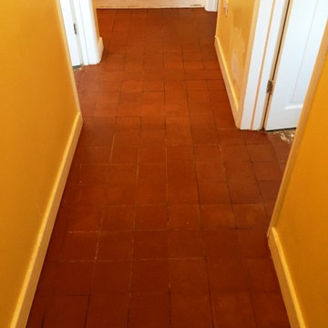 Heavily Stained Quarry Tiled Floors Restored in Oxford Shop Conversion