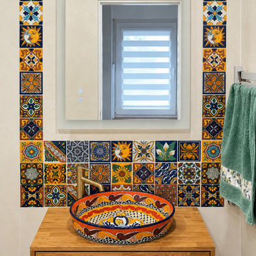 Elegant sink and patchwork – bathroom design